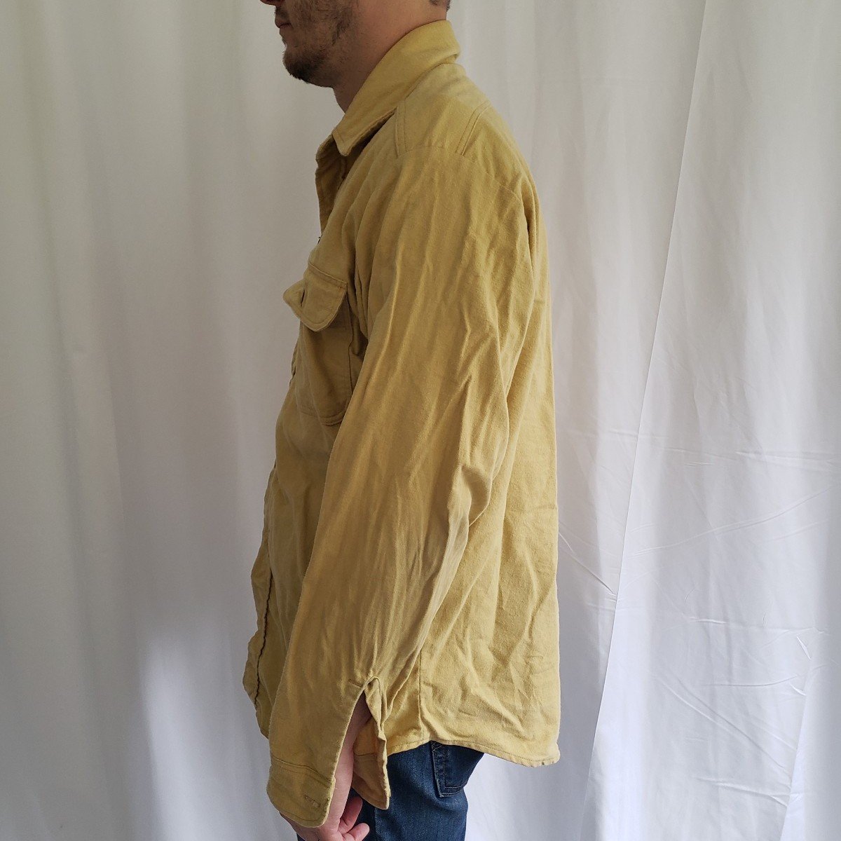 Vintage Yellow Flannel Button Down with Duck