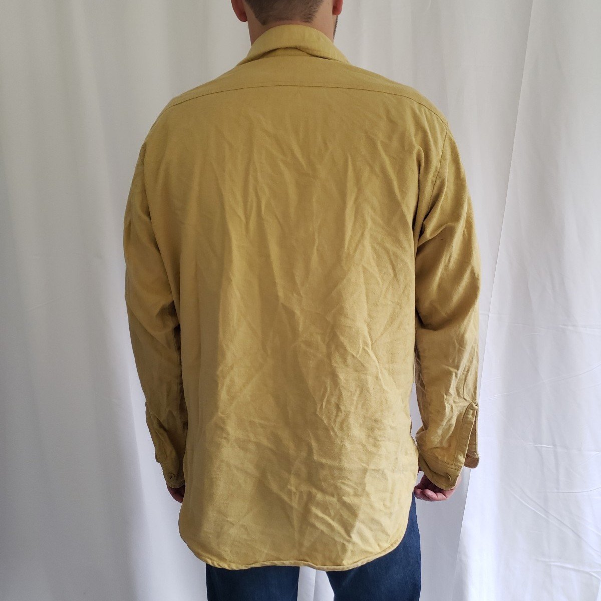 Vintage Yellow Flannel Button Down with Duck