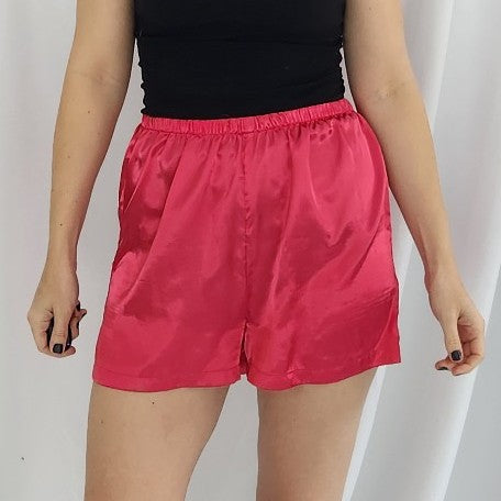90s/Y2K Fuschia Satin Pajama Set
