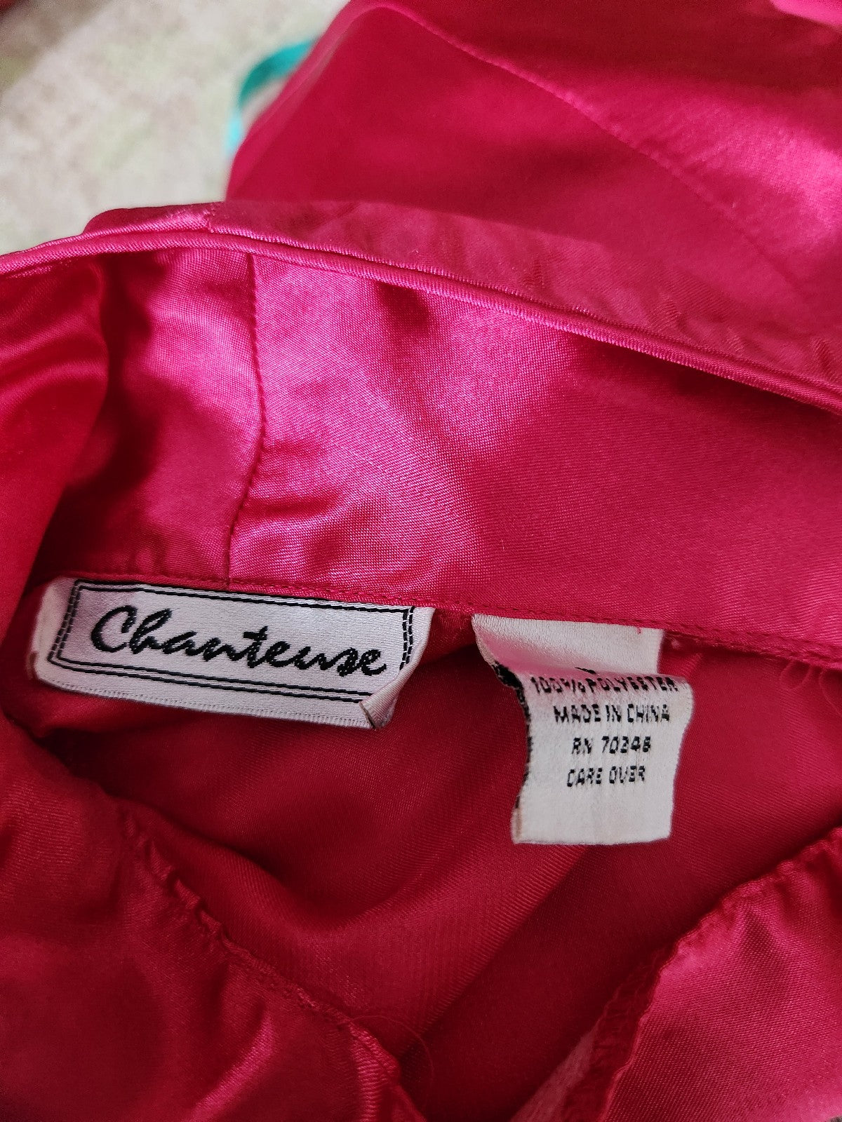 90s/Y2K Fuschia Satin Pajama Set