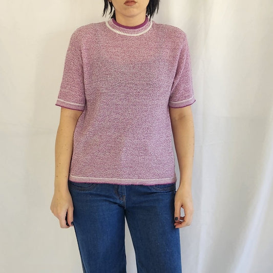 70s/80s Purple Knit Short Sleeve Top