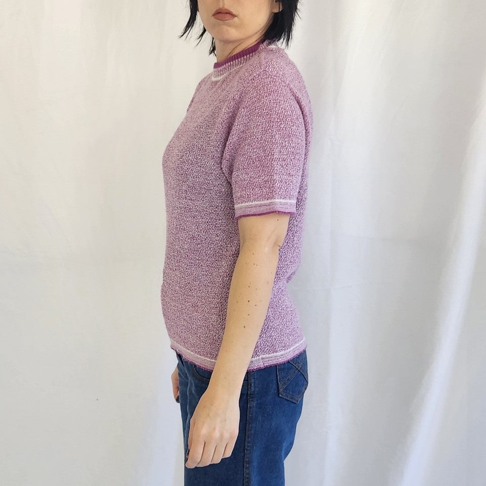 70s/80s Purple Knit Short Sleeve Top