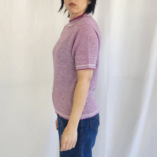 70s/80s Purple Knit Short Sleeve Top