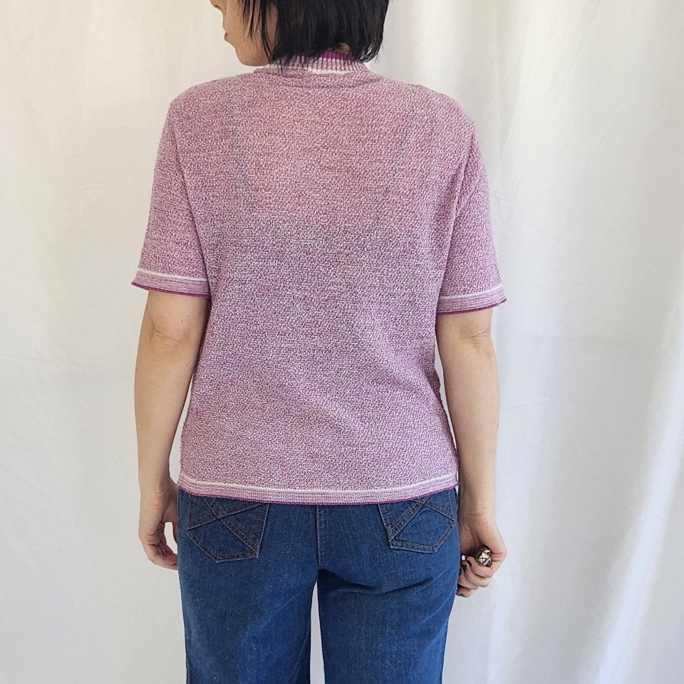 70s/80s Purple Knit Short Sleeve Top