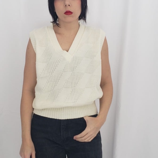 80s White Sweater Vest
