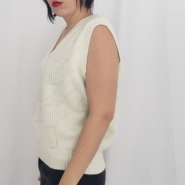 80s White Sweater Vest
