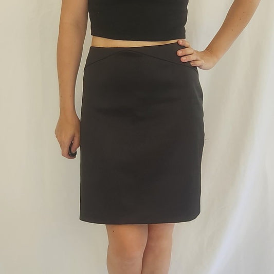 Y2K Black Satin Pencil Skirt