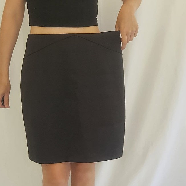 Y2K Black Satin Pencil Skirt