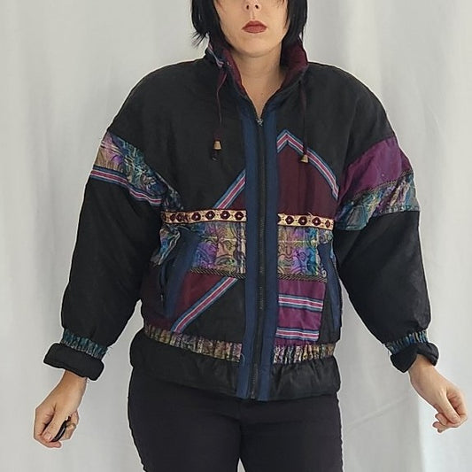 90s Black and Purple Whimsigoth Winter Coat