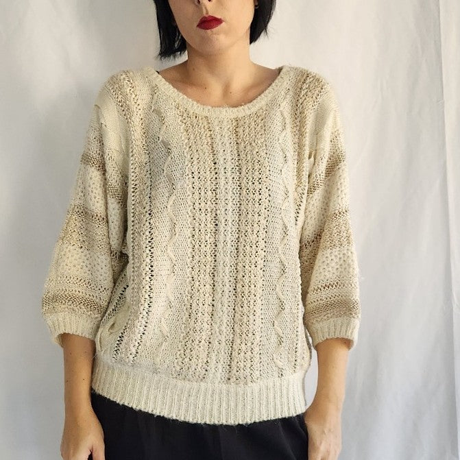 80s Cream Multi-Texture Sweater