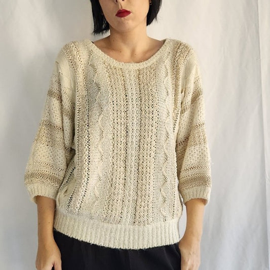 80s Cream Multi-Texture Sweater