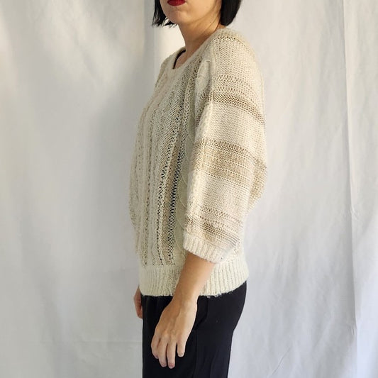 80s Cream Multi-Texture Sweater