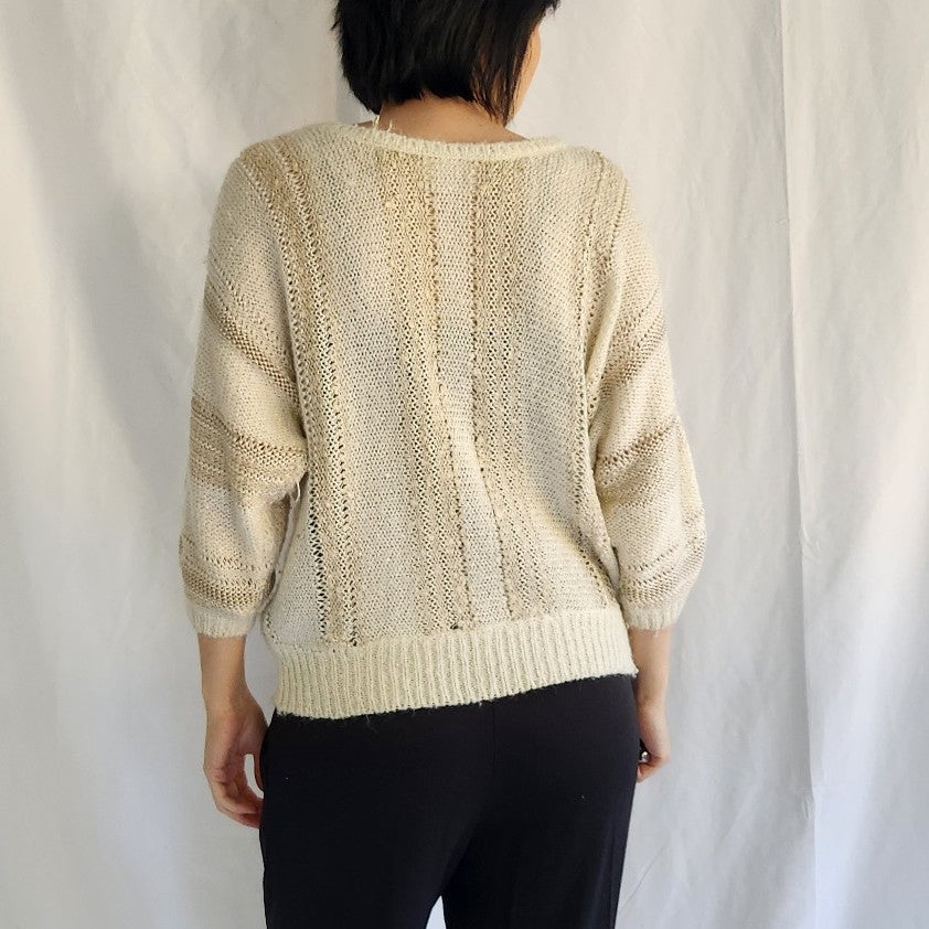 80s Cream Multi-Texture Sweater