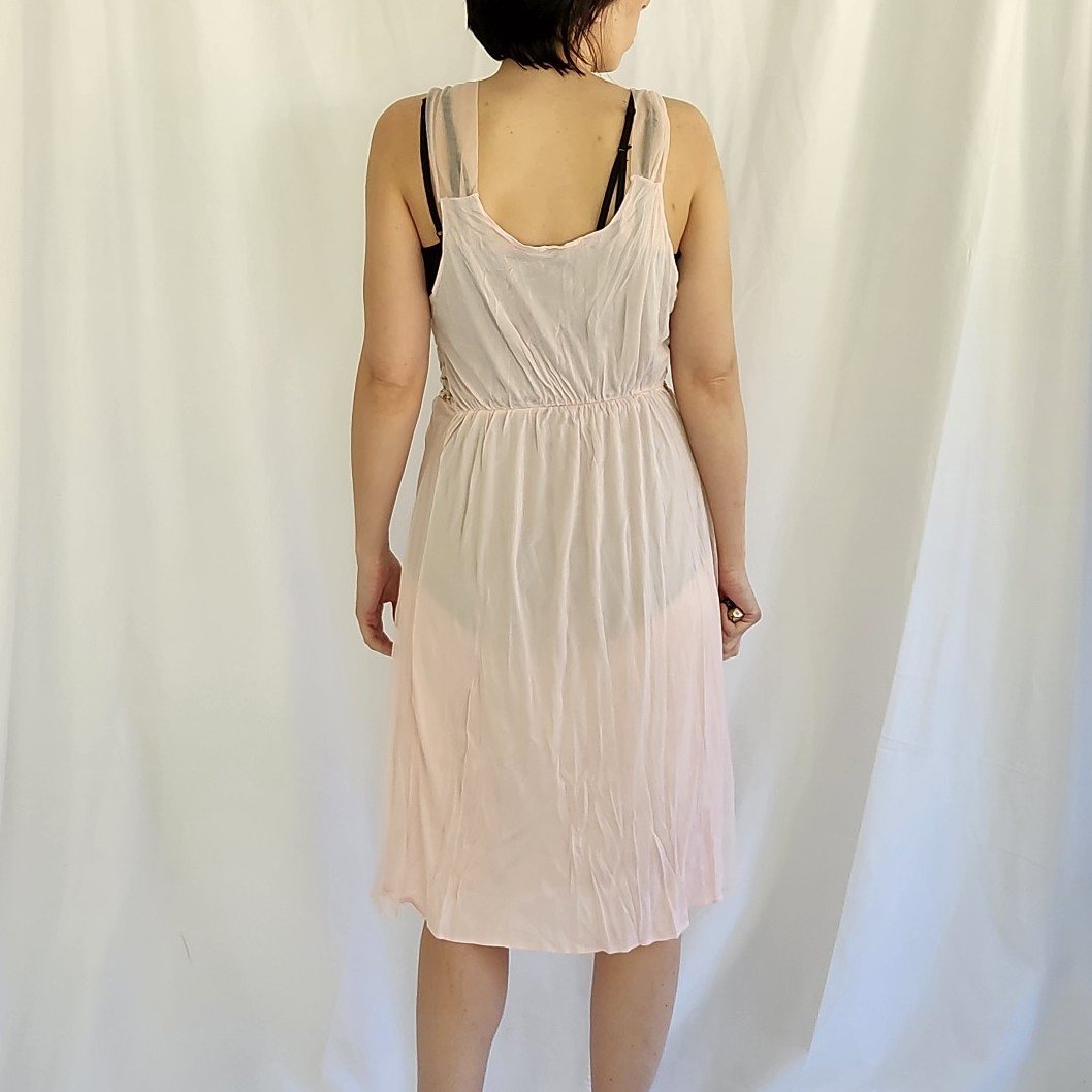 70s/80s Pink Floral Nylon Nightgown