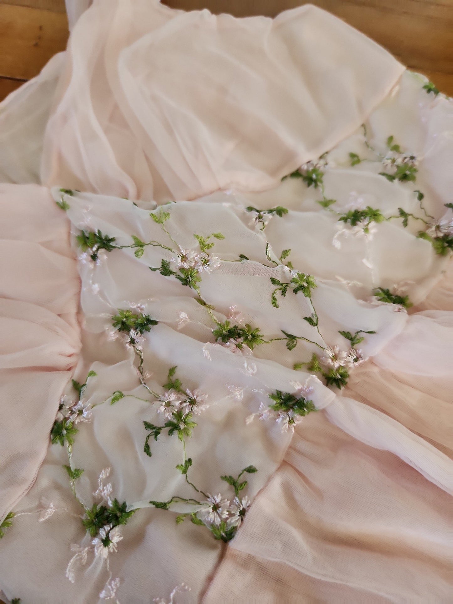 70s/80s Pink Floral Nylon Nightgown