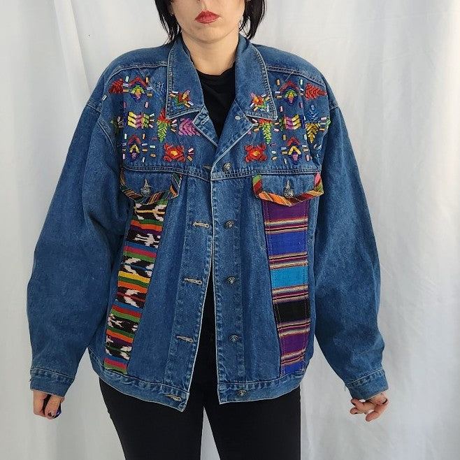 90s/Y2K Beaded and Embroidered Denim Jacket