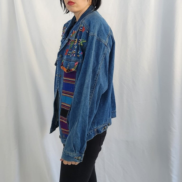 90s/Y2K Beaded and Embroidered Denim Jacket
