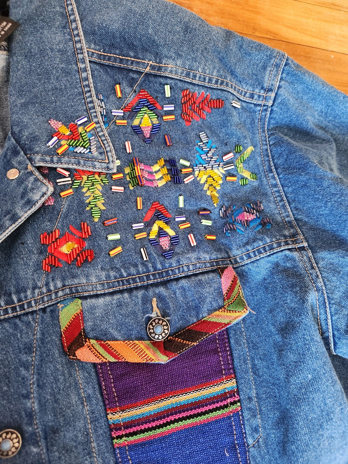90s/Y2K Beaded and Embroidered Denim Jacket