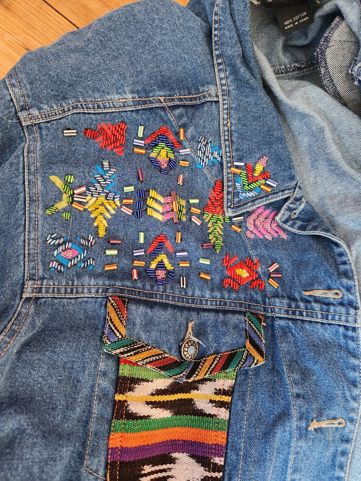 90s/Y2K Beaded and Embroidered Denim Jacket