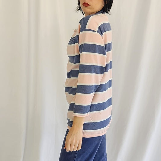 90s Blue and Pink Three Quarter Sleeve Tee