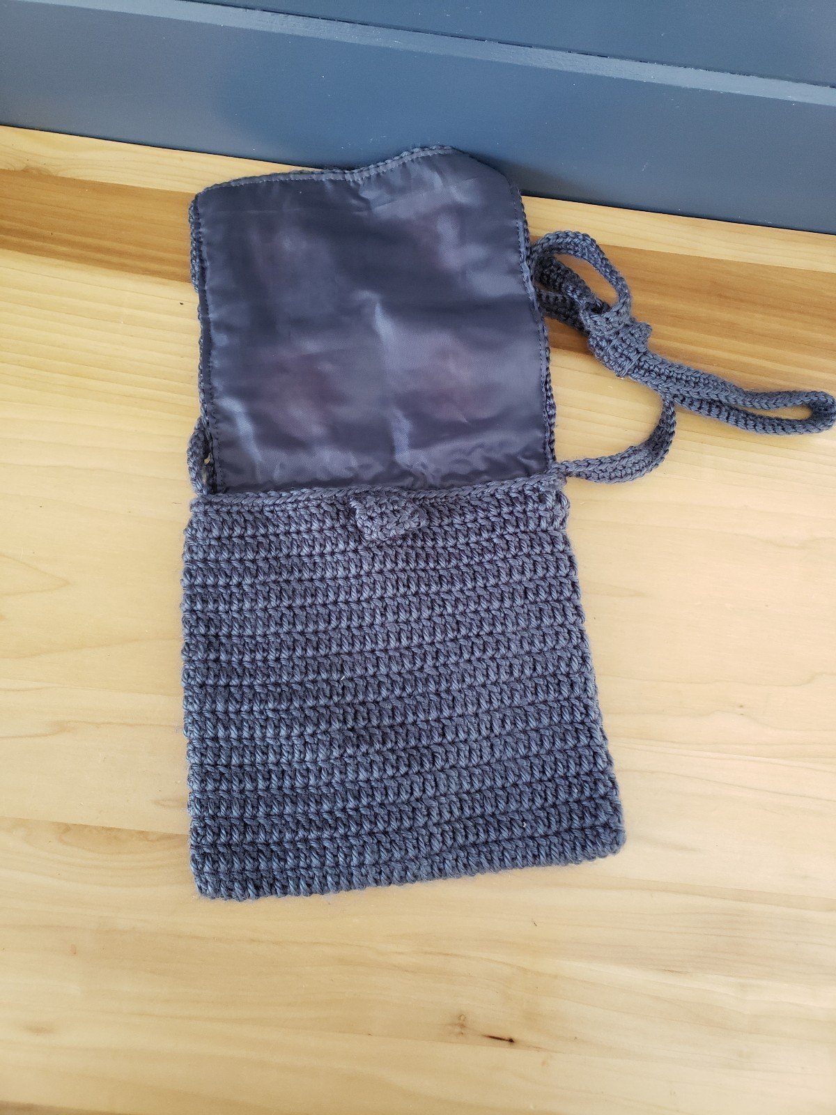 Vintage Gray Crossbody Crochet Bag