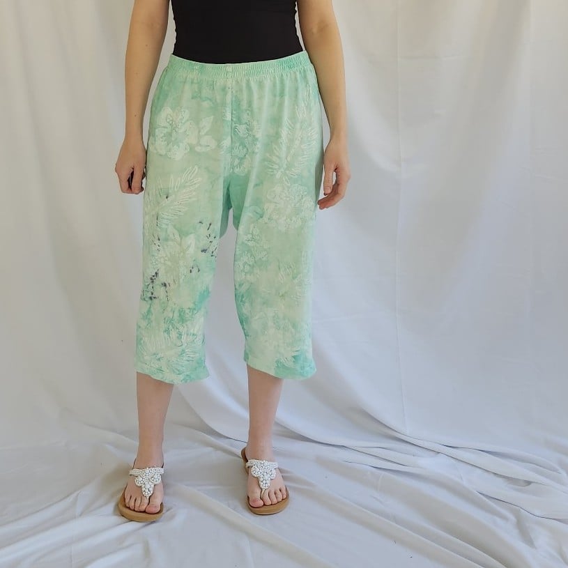 90s Green and White Tie Dye 3 Piece Cotton Set