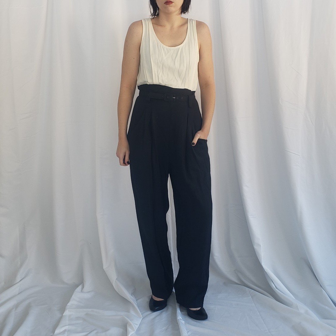 90s Cream and Black Jumpsuit