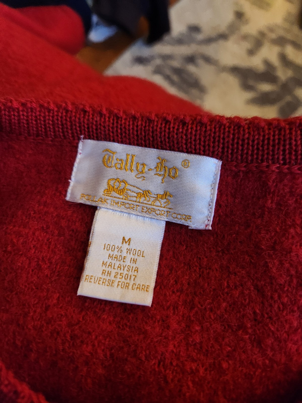 90s Tally Ho Red Wool Cardigan