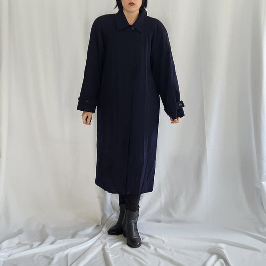 90s Navy Blue Overcoat