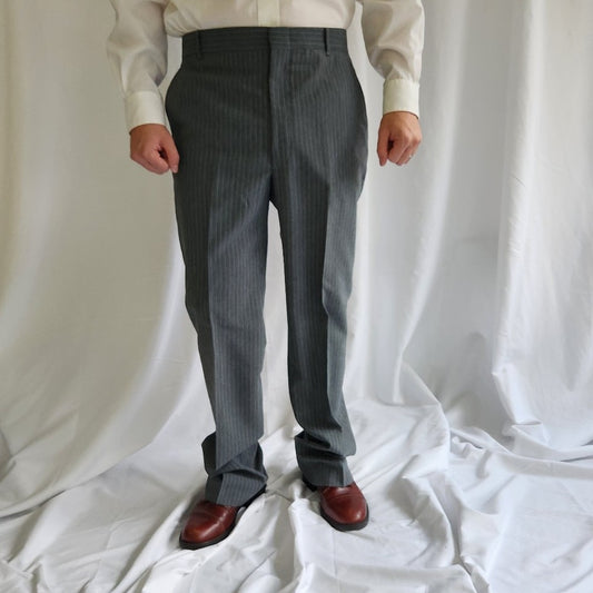 80s Deadstock Gray Pinstripe Trousers