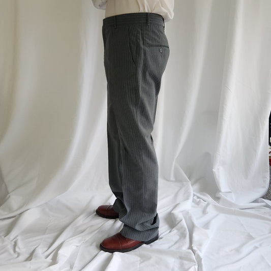 80s Deadstock Gray Pinstripe Trousers