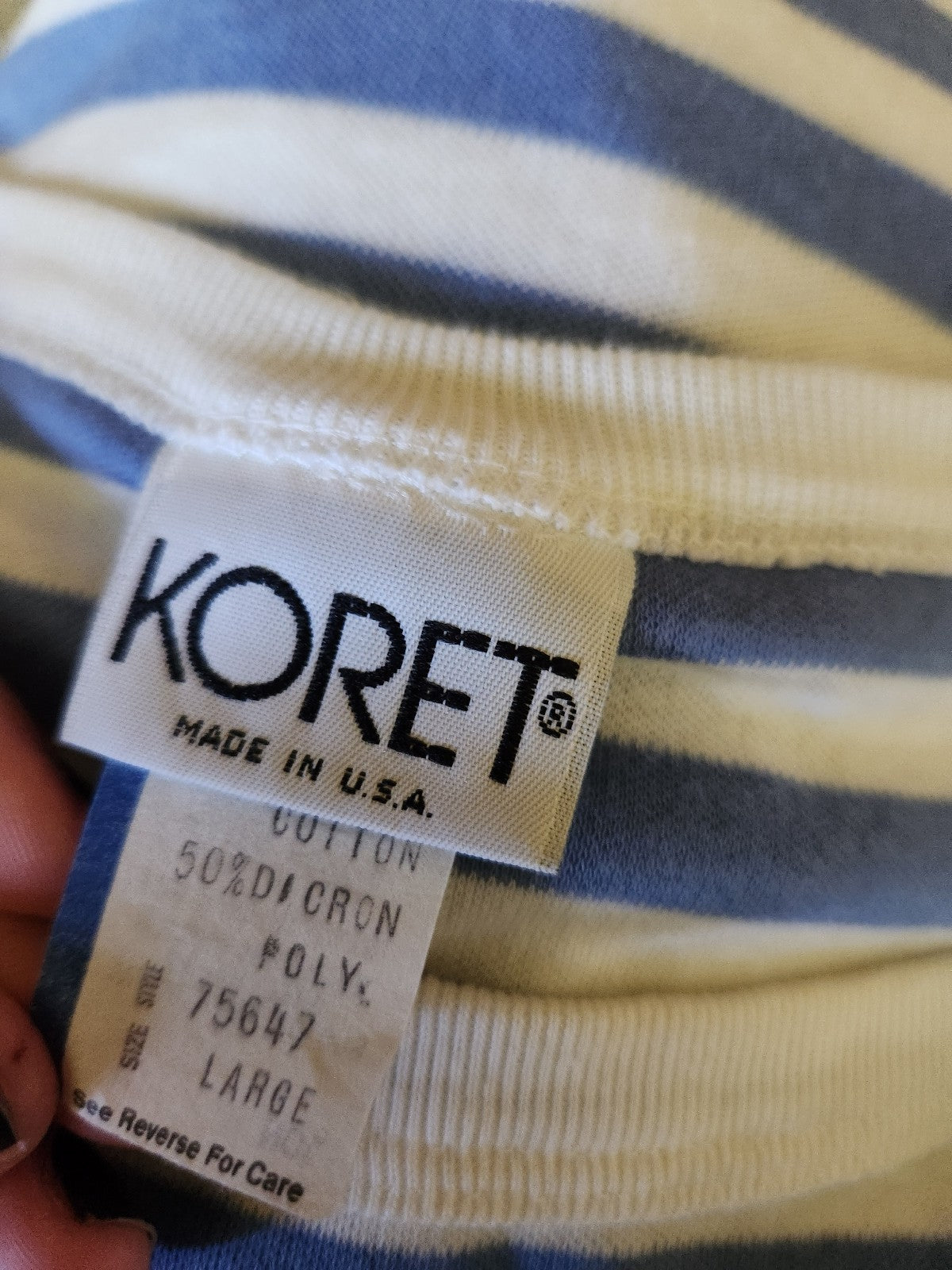 90s Blue, White, and Yellow Striped Tee