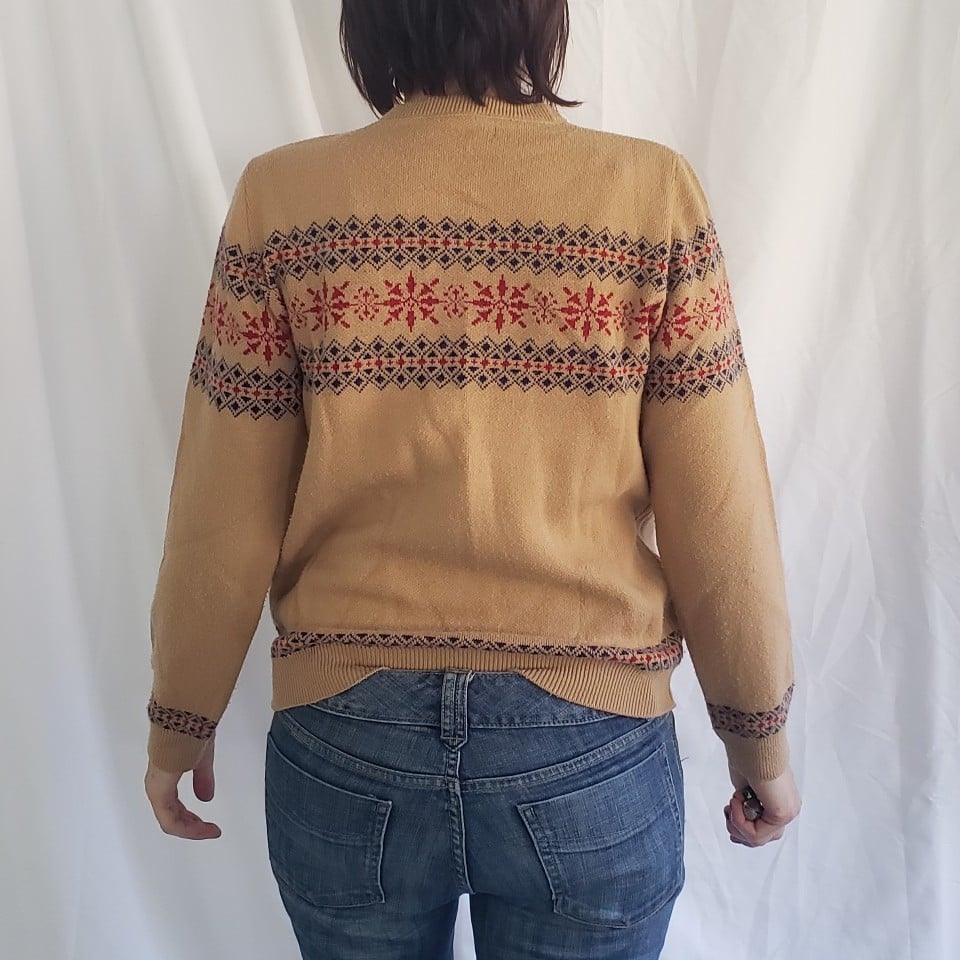 70s Tan, Red, and Blue Sweater