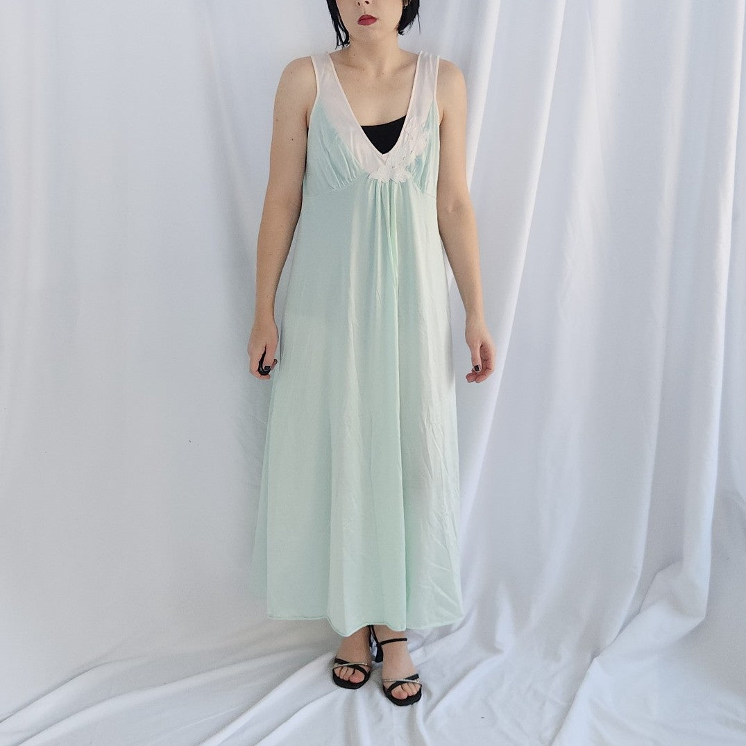 80s Aqua Nylon Nightgown