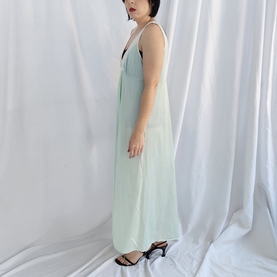 80s Aqua Nylon Nightgown