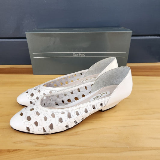 80s White Leather Flats in Original Box