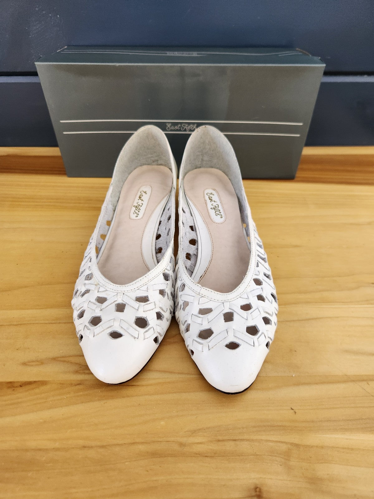 80s White Leather Flats in Original Box