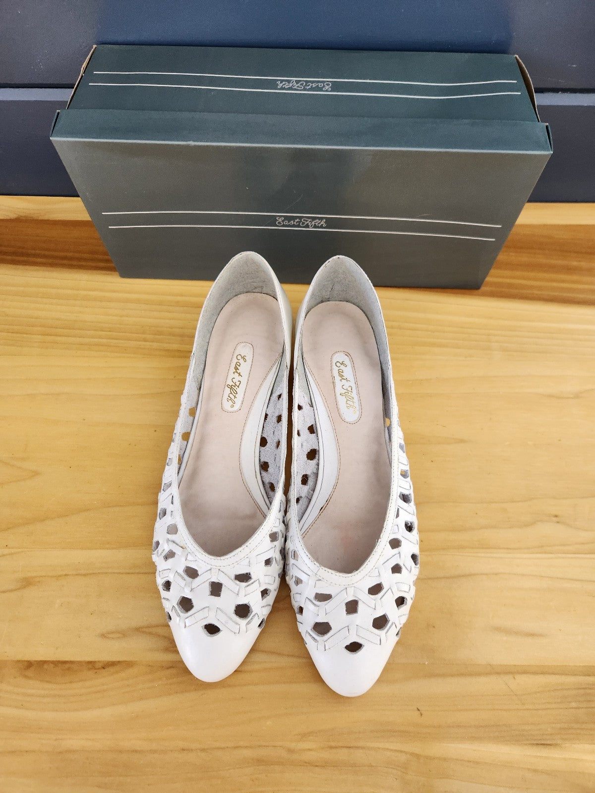 80s White Leather Flats in Original Box