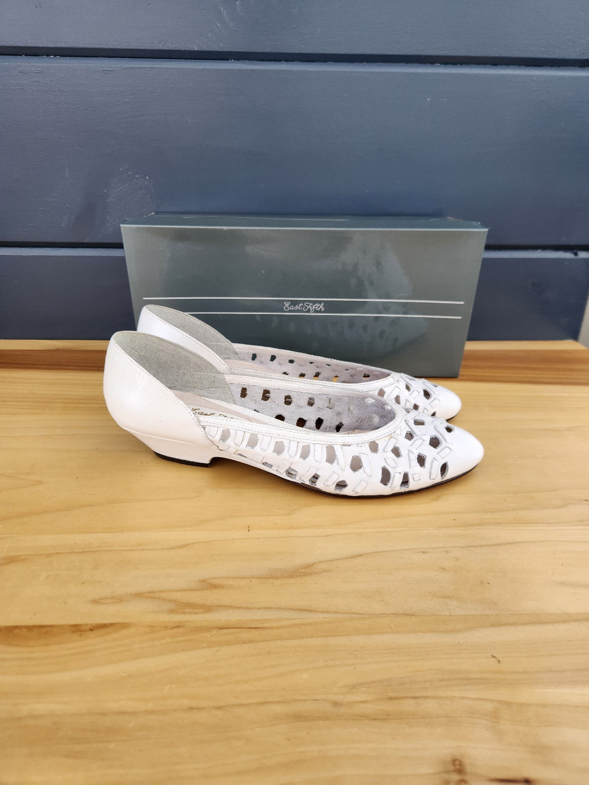 80s White Leather Flats in Original Box