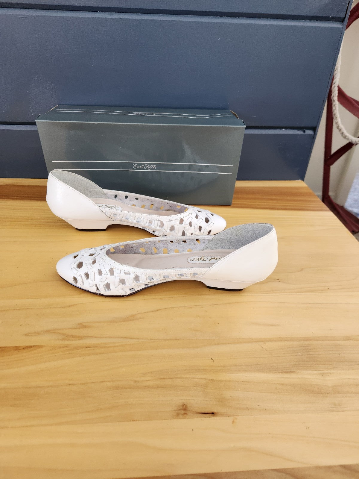 80s White Leather Flats in Original Box