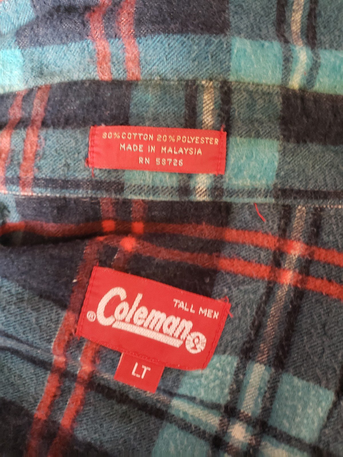 90s Teal and Red Plaid Flannel