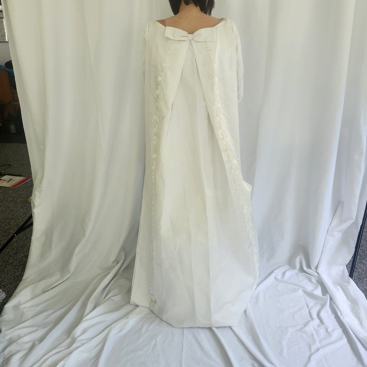 60s White Velvet Wedding Gown