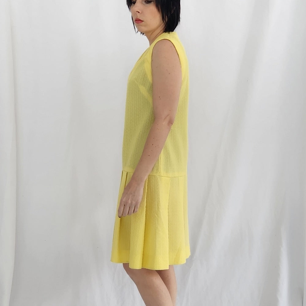 Hand Made 70s Yellow Drop Waist Dress