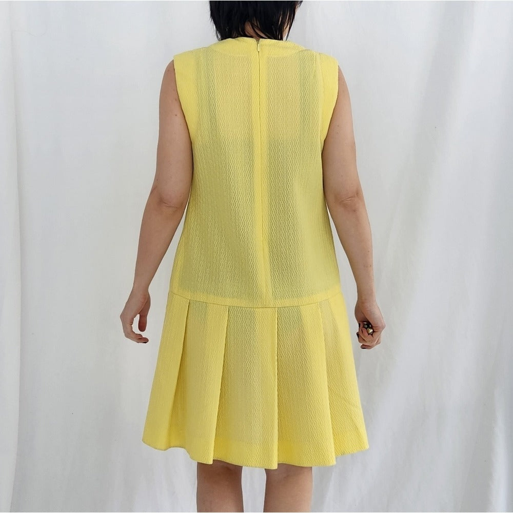 Hand Made 70s Yellow Drop Waist Dress
