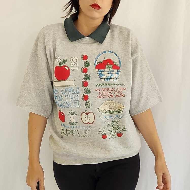 90s Grandmacore Apple Fall Theme Sweatshirt
