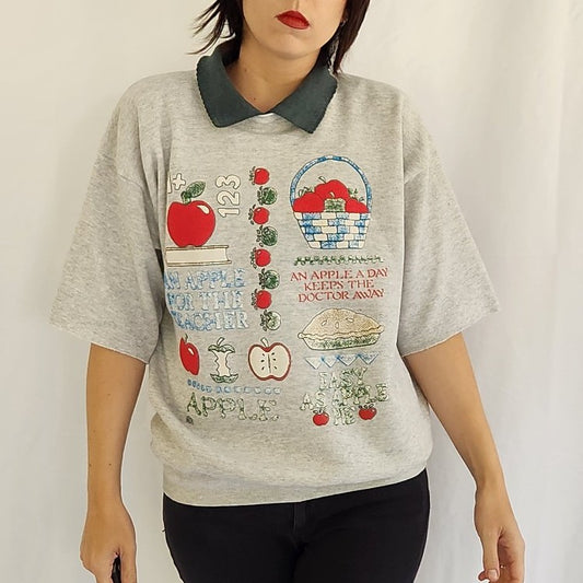 90s Grandmacore Apple Fall Theme Sweatshirt