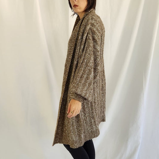 90s Oversize Brown and White Cardigan