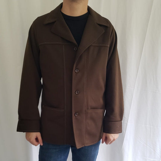 70s Brown Polyester Shacket