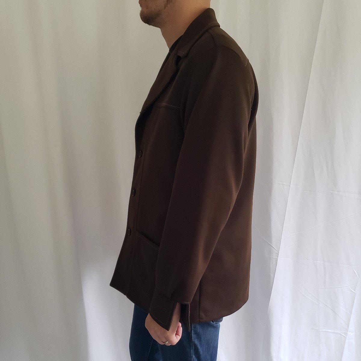 70s Brown Polyester Shacket