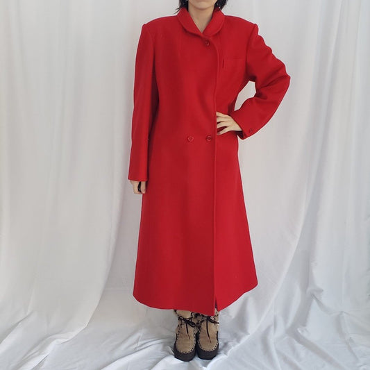 90s Red Wool Overcoat